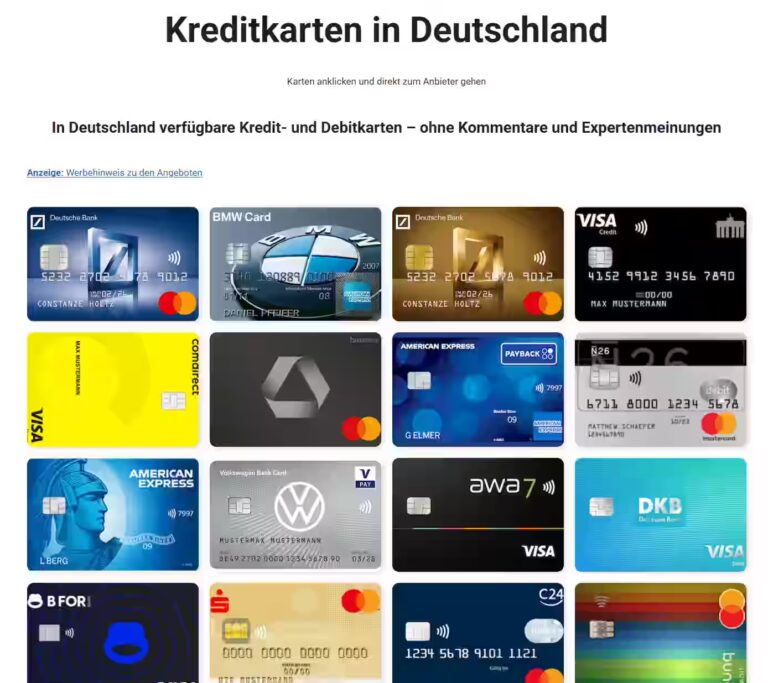 Bankkarten vergleichen und online beantragen in Deutschland – kreditkarte-de.com